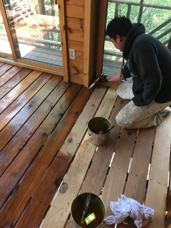 Deck staining